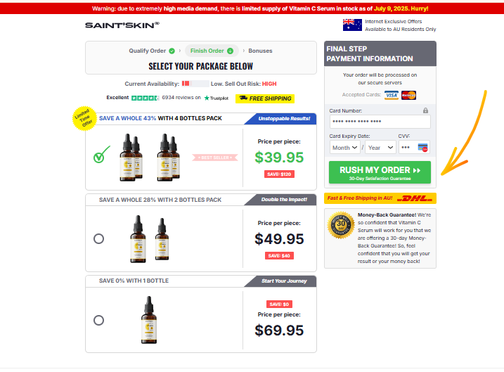 SAINTSKIN Vitamin C Serum Australia.Get