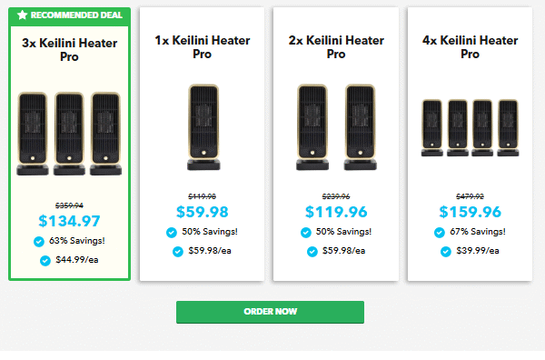 Keilini Heater Pro Pricing