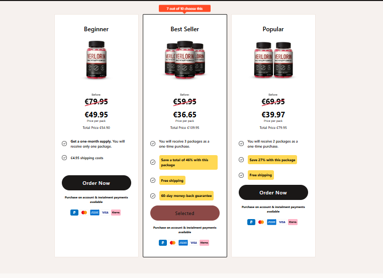 Verlorin ME Ireland Pricing